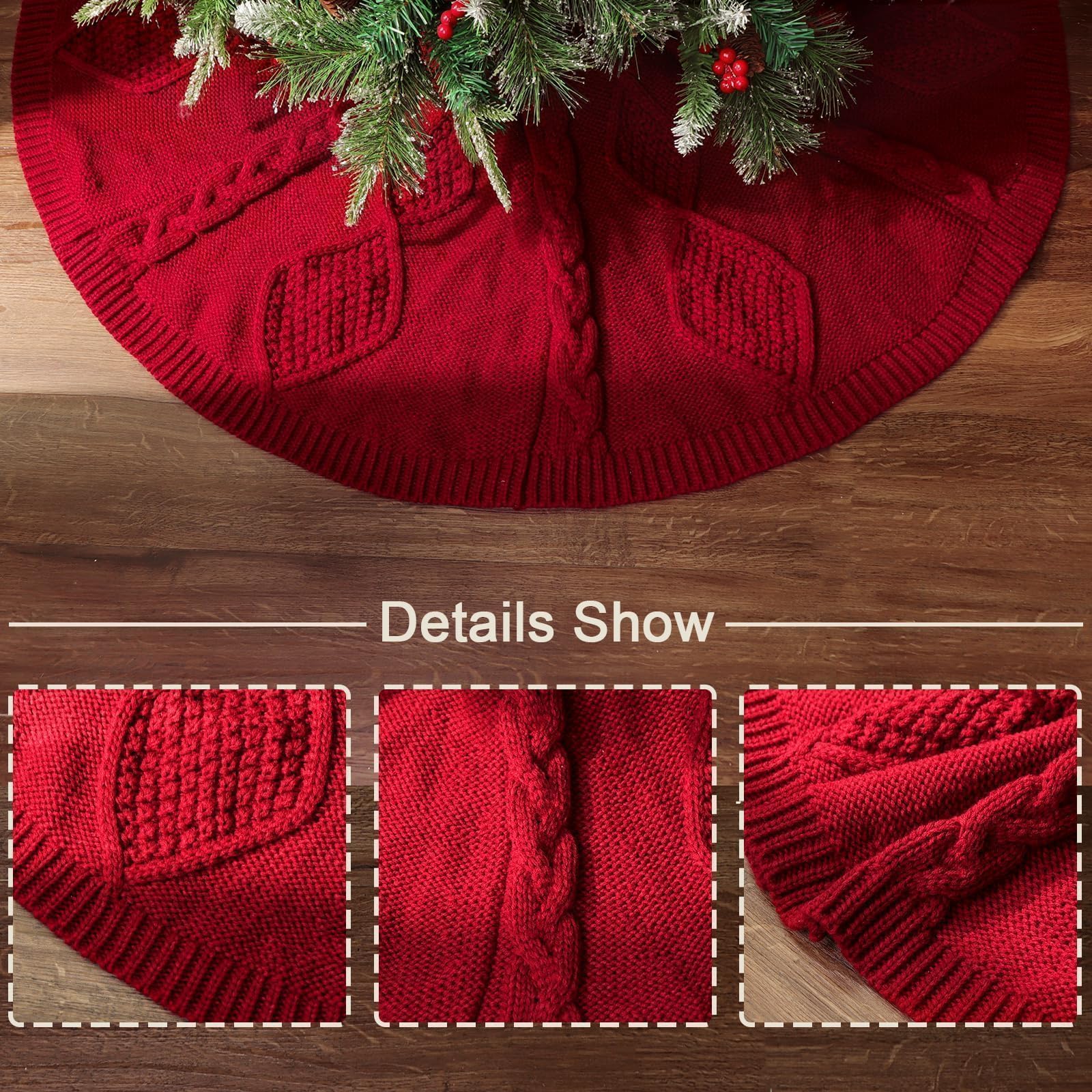 Foto 3 | Falda Para Árbol De Navidad, Tejida Limbridge, 122 Cm, Color Rojo Vino - Venta Internacional.