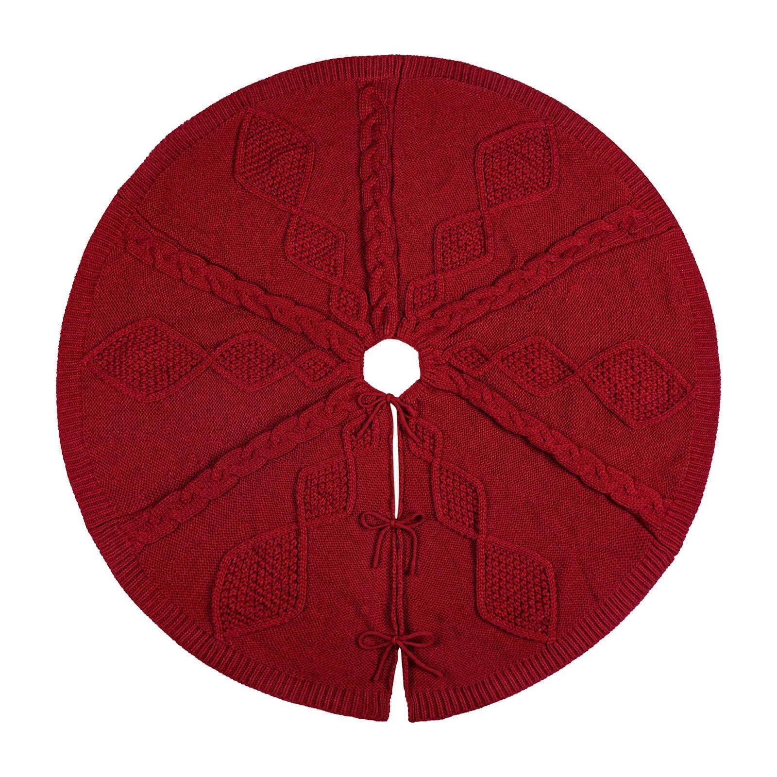 Foto 7 pulgar | Falda Para Árbol De Navidad, Tejida Limbridge, 122 Cm, Color Rojo Vino - Venta Internacional.