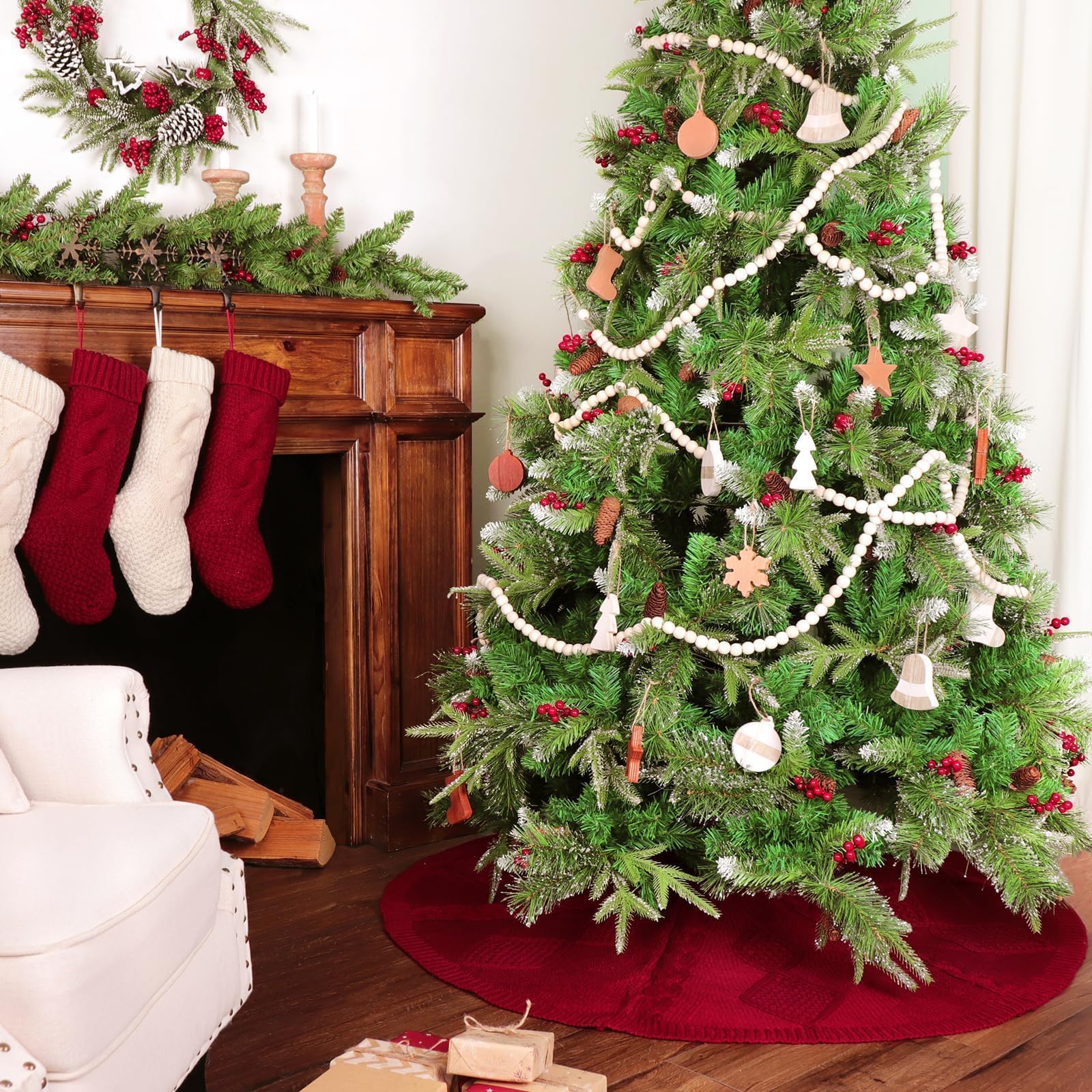 Foto 7 | Falda Para Árbol De Navidad, Tejida Limbridge, 122 Cm, Color Rojo Vino - Venta Internacional.