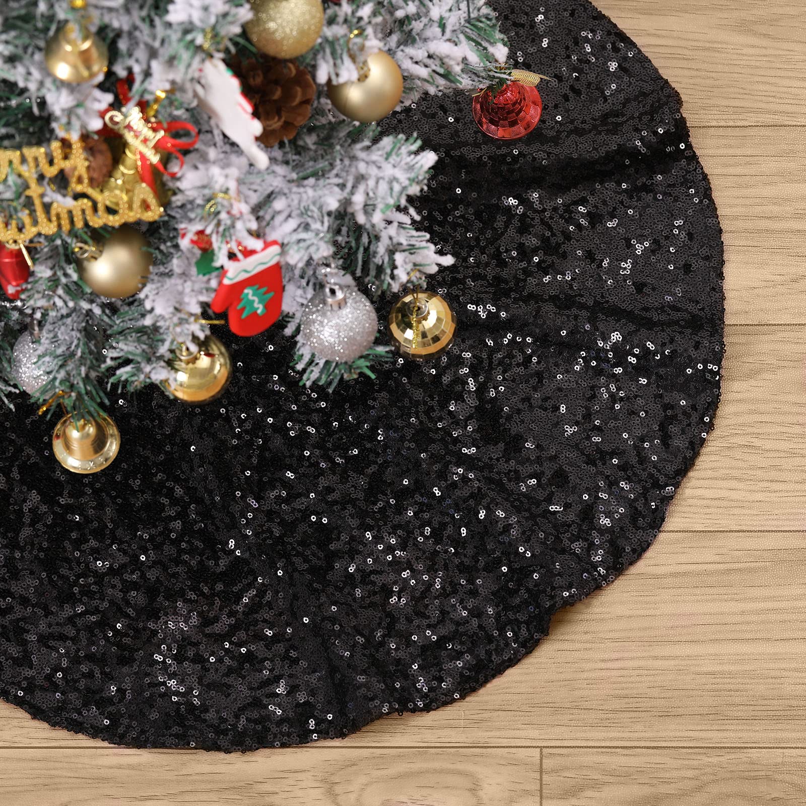 Foto 6 pulgar | Falda B-cool Para Árbol De Navidad Bordada Con Lentejuelas, 91 Cm, Color Negro - Venta Internacional.