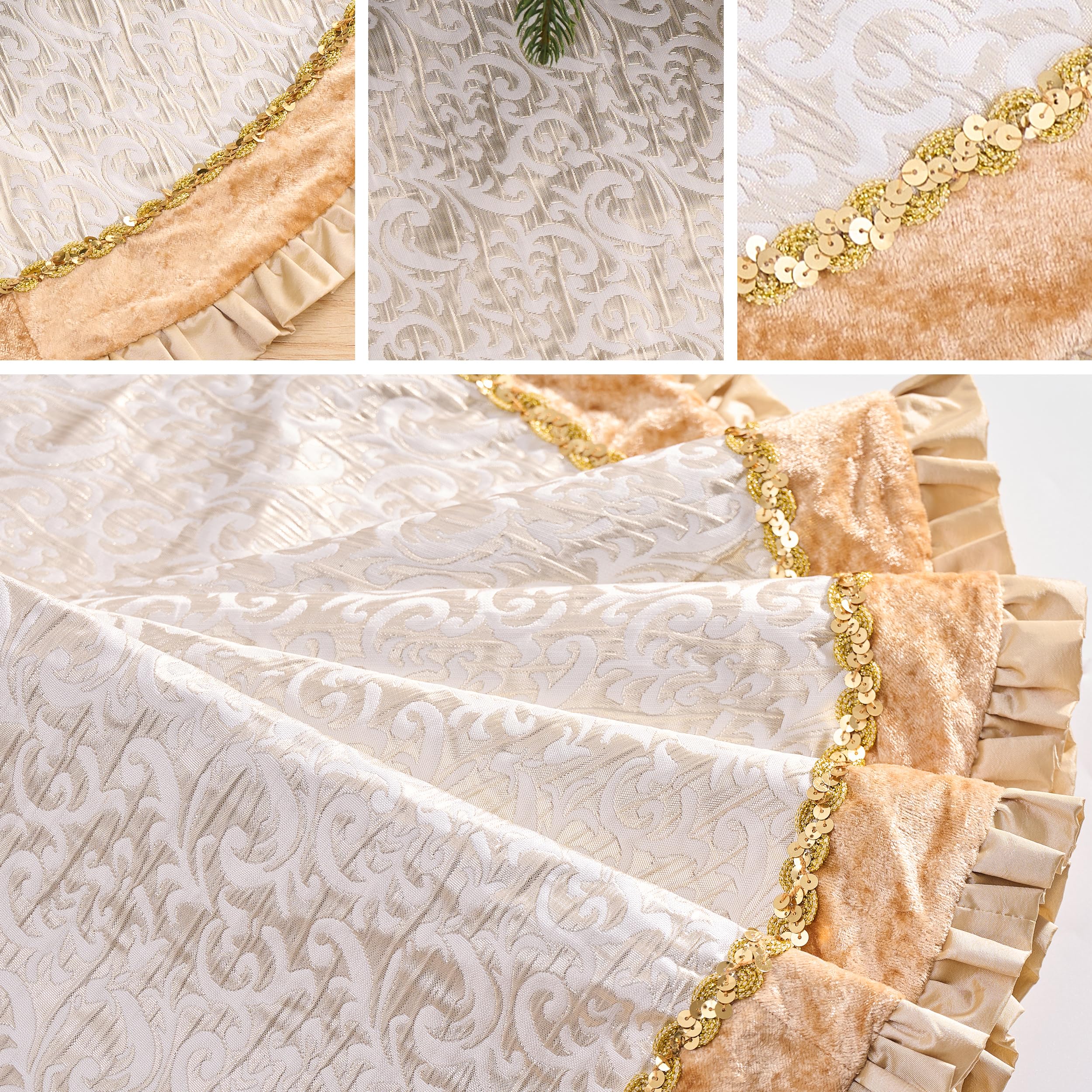 Foto 5 | Falda Para Árbol De Navidad Valery Madelyn, Oro Blanco, 120 Cm - Venta Internacional.