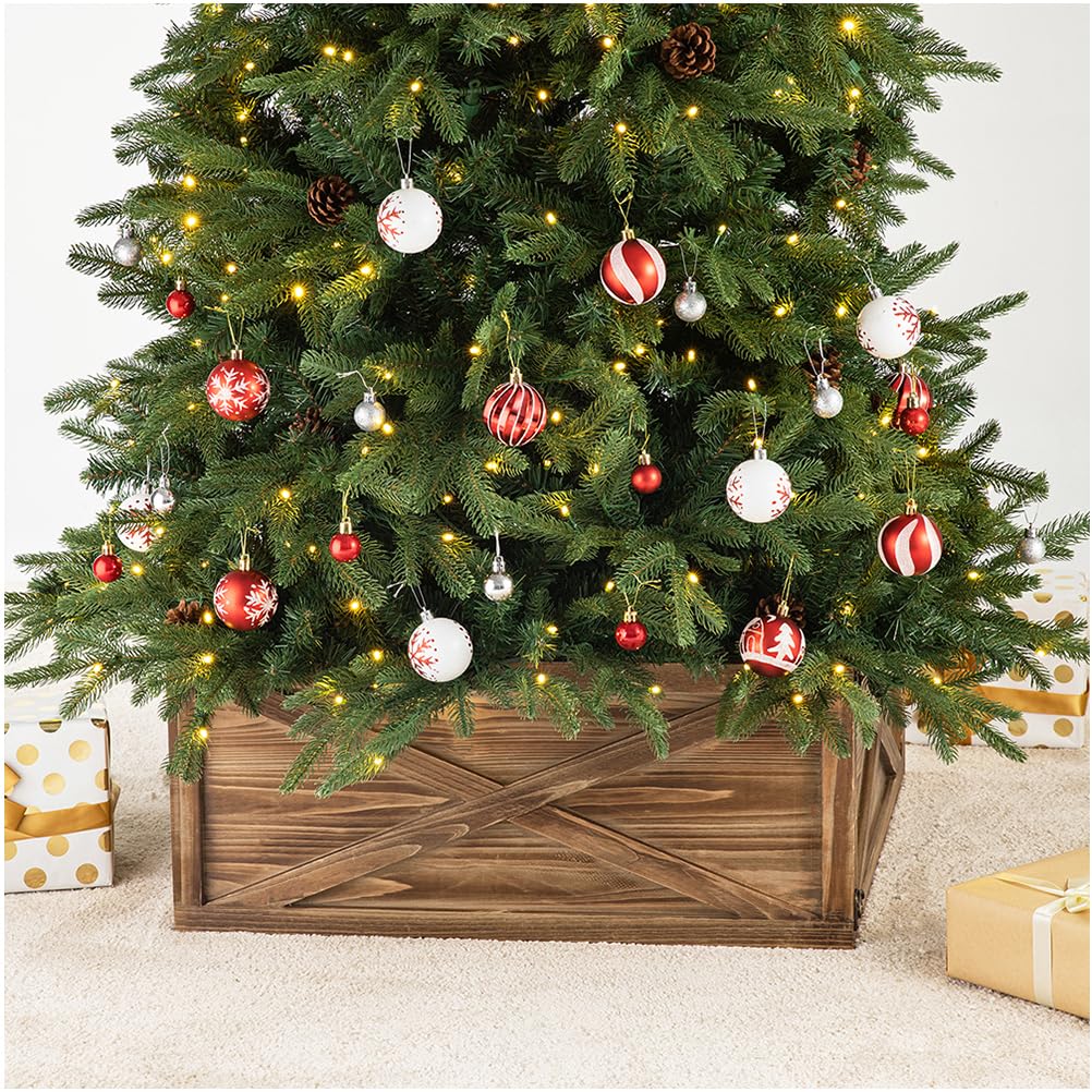 Foto 2 pulgar | Falda De Árbol De Navidad Glitzhome De Madera Natural Con Cuello De Árbol De Navidad - Venta Internacional.