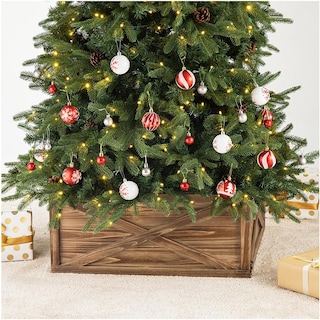 Foto 1 | Falda De Árbol De Navidad Glitzhome De Madera Natural Con Cuello De Árbol De Navidad - Venta Internacional.