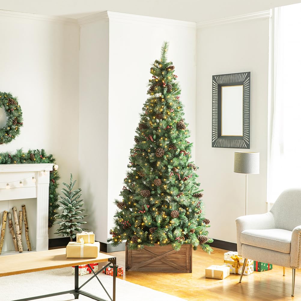 Foto 3 pulgar | Falda De Árbol De Navidad Glitzhome De Madera Natural Con Cuello De Árbol De Navidad - Venta Internacional.