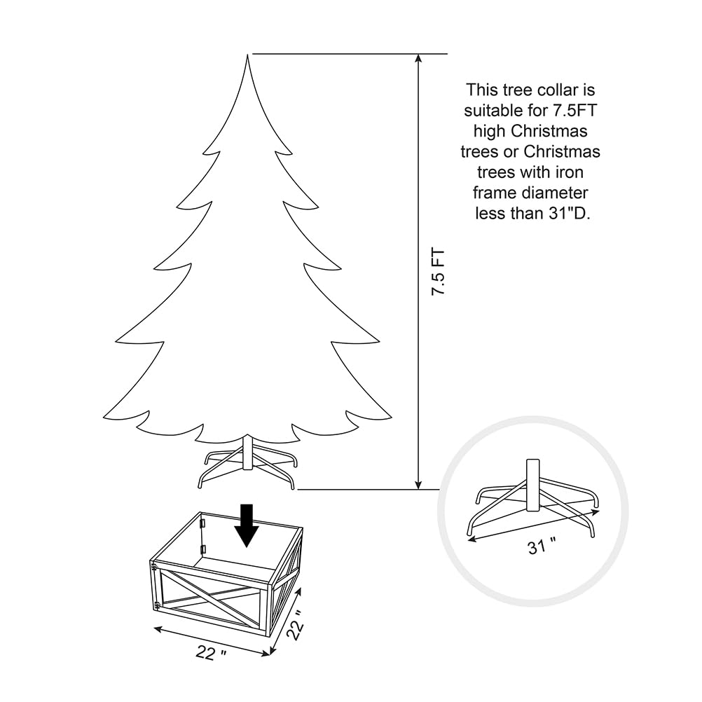 Foto 4 pulgar | Falda De Árbol De Navidad Glitzhome De Madera Natural Con Cuello De Árbol De Navidad - Venta Internacional.