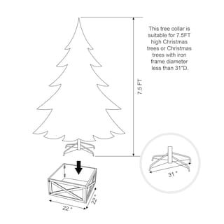 Foto 3 | Falda De Árbol De Navidad Glitzhome De Madera Natural Con Cuello De Árbol De Navidad - Venta Internacional.
