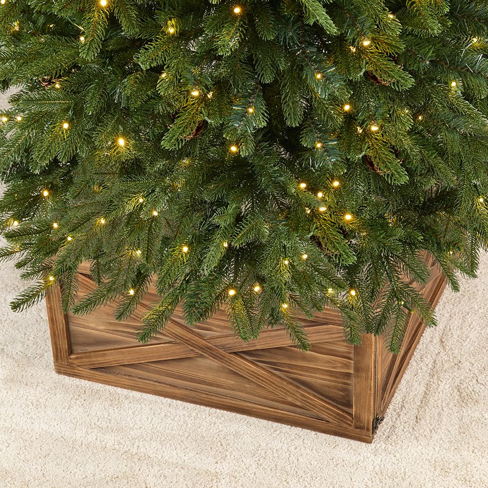 Foto 5 pulgar | Falda De Árbol De Navidad Glitzhome De Madera Natural Con Cuello De Árbol De Navidad - Venta Internacional.