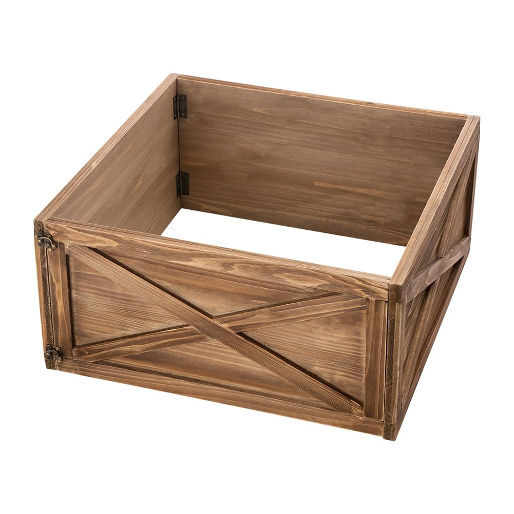 Foto 6 pulgar | Falda De Árbol De Navidad Glitzhome De Madera Natural Con Cuello De Árbol De Navidad - Venta Internacional.