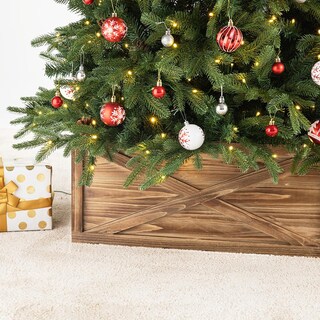 Foto 7 | Falda De Árbol De Navidad Glitzhome De Madera Natural Con Cuello De Árbol De Navidad - Venta Internacional.