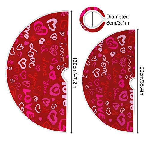 Foto 4 pulgar | Falda Para Árbol De Navidad Qilmy Love Heart, Doble Capa, 90 Cm - Venta Internacional.