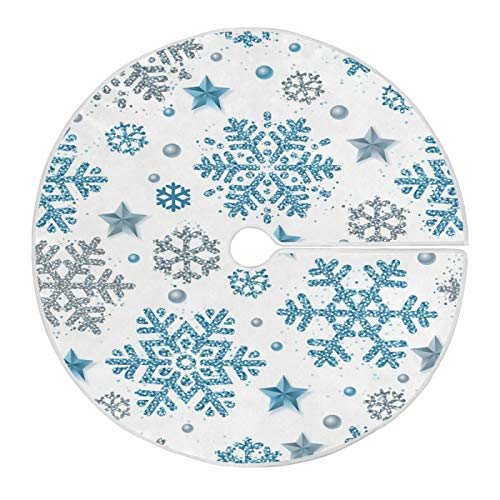 Foto 2 pulgar | Falda Para Árbol De Navidad En Forma De Copos De Nieve, Color Azul, 90 Cm De Diámetro - Venta Internacional.