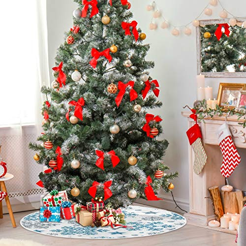 Foto 3 pulgar | Falda Para Árbol De Navidad En Forma De Copos De Nieve, Color Azul, 90 Cm De Diámetro - Venta Internacional.