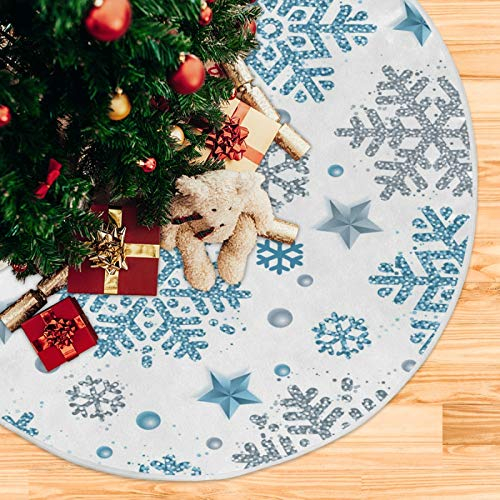 Foto 4 pulgar | Falda Para Árbol De Navidad En Forma De Copos De Nieve, Color Azul, 90 Cm De Diámetro - Venta Internacional.