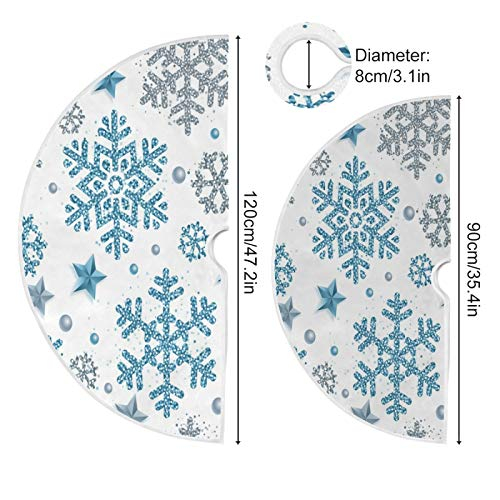 Foto 5 pulgar | Falda Para Árbol De Navidad En Forma De Copos De Nieve, Color Azul, 90 Cm De Diámetro - Venta Internacional.