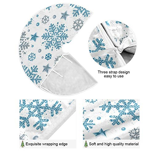 Foto 6 pulgar | Falda Para Árbol De Navidad En Forma De Copos De Nieve, Color Azul, 90 Cm De Diámetro - Venta Internacional.