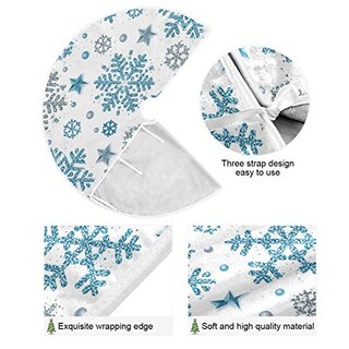 Foto 5 | Falda Para Árbol De Navidad En Forma De Copos De Nieve, Color Azul, 90 Cm De Diámetro - Venta Internacional.