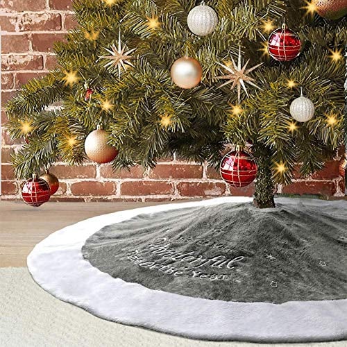 Faldón Dremisland Luxury Para Árbol De Navidad, Piel Sintética, 122 Cm, Color Gris - Venta Internacional. $769