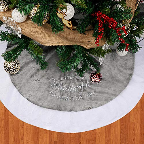 Foto 3 pulgar | Faldón Dremisland Luxury Para Árbol De Navidad, Piel Sintética, 122 Cm, Color Gris - Venta Internacional.