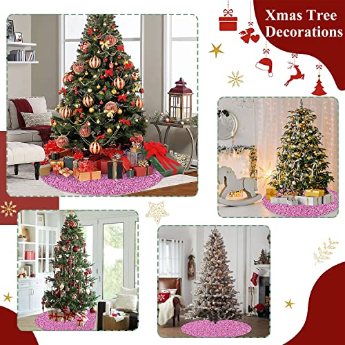 Foto 6 pulgar | Falda De Árbol De Navidad Fuhsy Con Lentejuelas De Terciopelo Rosa 116 Cm - Venta Internacional.