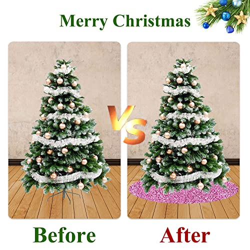 Foto 7 pulgar | Falda De Árbol De Navidad Fuhsy Con Lentejuelas De Terciopelo Rosa 116 Cm - Venta Internacional.