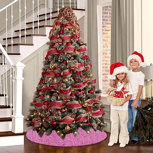 Foto 8 pulgar | Falda De Árbol De Navidad Fuhsy Con Lentejuelas De Terciopelo Rosa 116 Cm - Venta Internacional.