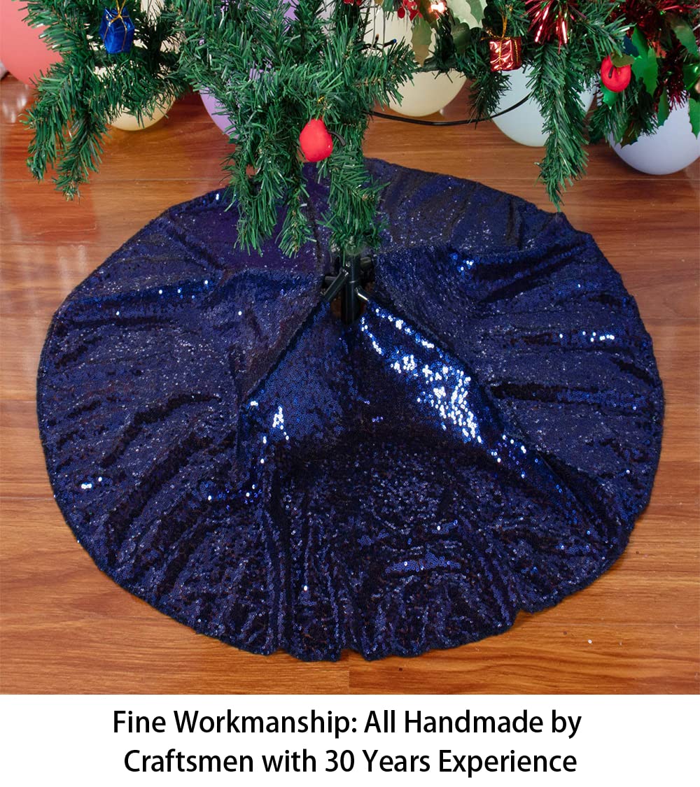 Foto 4 pulgar | Falda Para Árbol De Navidad Con Lentejuelas Shinybeauty De 48 Pulgadas, Color Azul Marino - Venta Internacional.