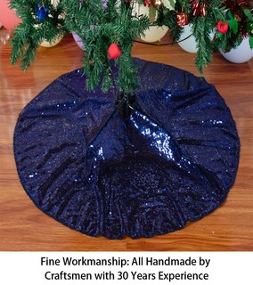 Foto 3 | Falda Para Árbol De Navidad Con Lentejuelas Shinybeauty De 48 Pulgadas, Color Azul Marino - Venta Internacional.