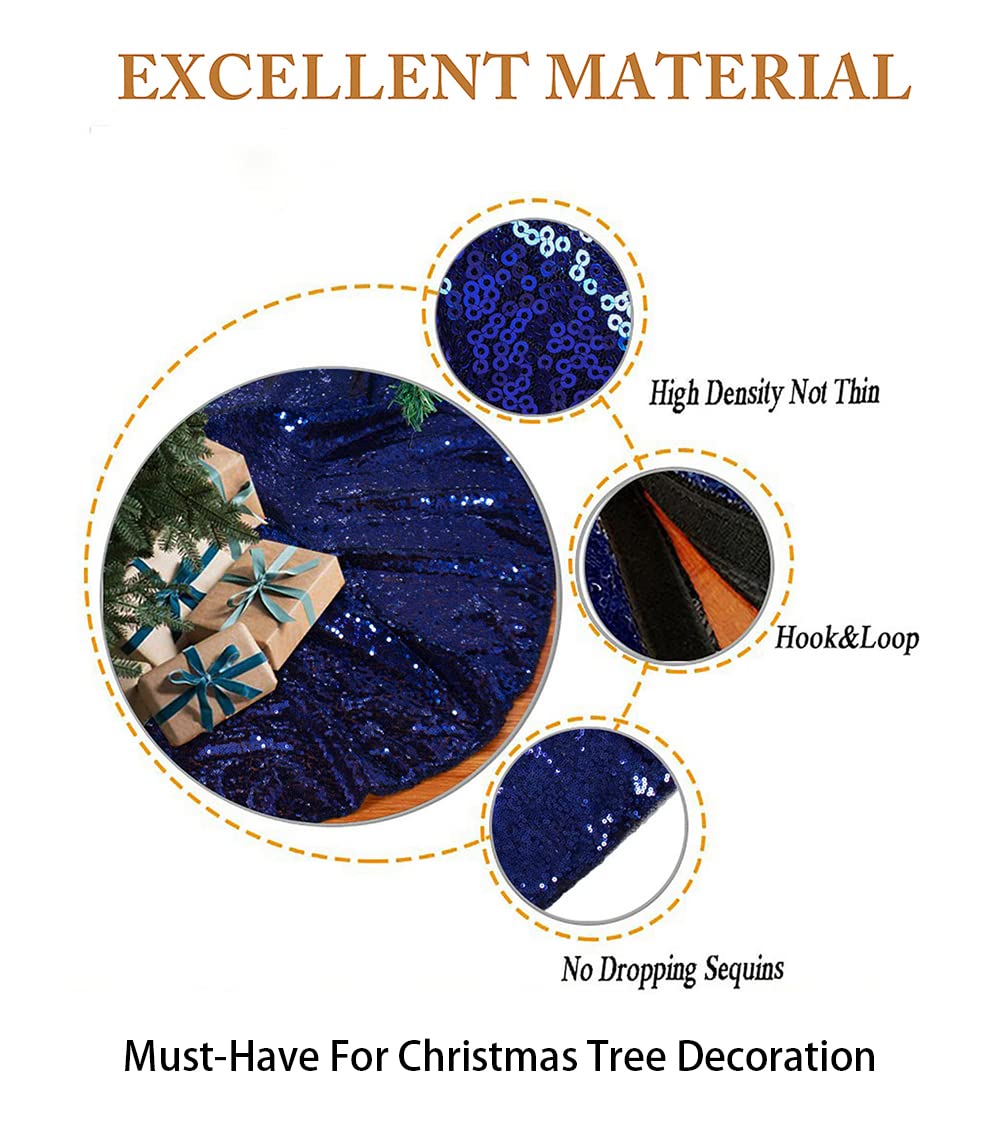 Foto 5 pulgar | Falda Para Árbol De Navidad Con Lentejuelas Shinybeauty De 48 Pulgadas, Color Azul Marino - Venta Internacional.