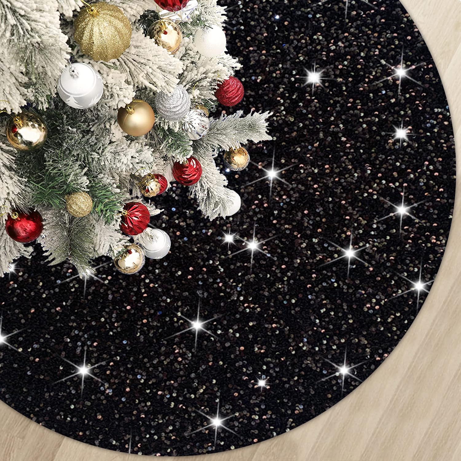 Foto 2 pulgar | Falda De Árbol De Navidad Modfuns Negra De 117 Cm De Tela Suave - Venta Internacional.