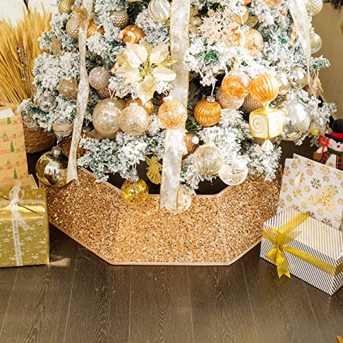 Foto 1 | Collar Para Árbol De Navidad Con Lentejuelas, 85 Cm, Color Champán Dorado - Venta Internacional.