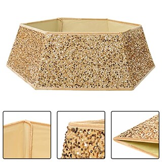 Foto 2 | Collar Para Árbol De Navidad Con Lentejuelas, 85 Cm, Color Champán Dorado - Venta Internacional.