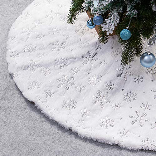 Foto 2 pulgar | Falda Xamshor Para Árbol De Navidad, Piel Sintética Blanca Con Lentejuelas, 32 Pulgadas - Venta Internacional.