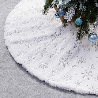 Foto 1 | Falda Xamshor Para Árbol De Navidad, Piel Sintética Blanca Con Lentejuelas, 32 Pulgadas - Venta Internacional.