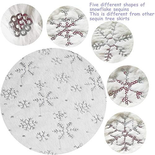 Foto 4 pulgar | Falda Xamshor Para Árbol De Navidad, Piel Sintética Blanca Con Lentejuelas, 32 Pulgadas - Venta Internacional.