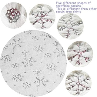 Foto 3 | Falda Xamshor Para Árbol De Navidad, Piel Sintética Blanca Con Lentejuelas, 32 Pulgadas - Venta Internacional.