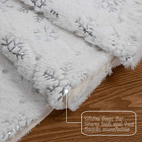 Foto 5 pulgar | Falda Xamshor Para Árbol De Navidad, Piel Sintética Blanca Con Lentejuelas, 32 Pulgadas - Venta Internacional.