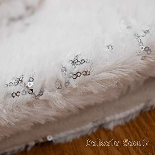 Foto 7 pulgar | Falda Xamshor Para Árbol De Navidad, Piel Sintética Blanca Con Lentejuelas, 32 Pulgadas - Venta Internacional.