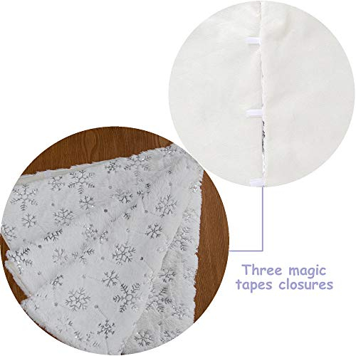 Foto 8 pulgar | Falda Xamshor Para Árbol De Navidad, Piel Sintética Blanca Con Lentejuelas, 32 Pulgadas - Venta Internacional.