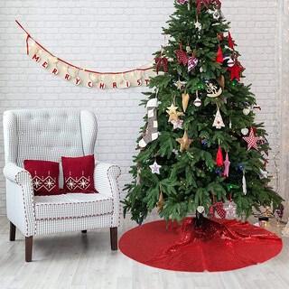 Foto 2 | Falda Para Árbol De Navidad Eternal Beauty Con Lentejuelas Rojas, 178 Cm De Diámetro - Venta Internacional.