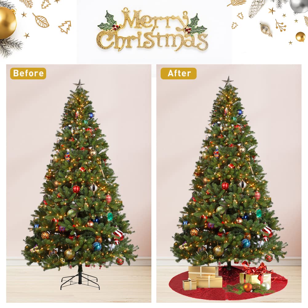 Foto 4 pulgar | Falda Para Árbol De Navidad Eternal Beauty Con Lentejuelas Rojas, 178 Cm De Diámetro - Venta Internacional.