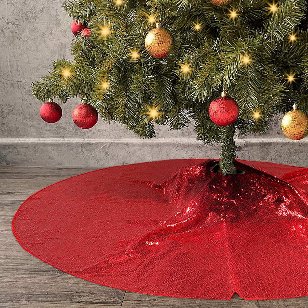 Foto 8 pulgar | Falda Para Árbol De Navidad Eternal Beauty Con Lentejuelas Rojas, 178 Cm De Diámetro - Venta Internacional.
