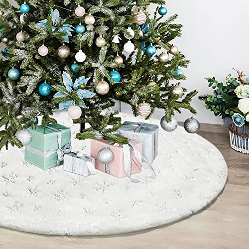 Foto 2 pulgar | Falda Con Forma De Árbol De Navidad Dremisland, Piel Sintética Blanca, 122 Cm - Venta Internacional.