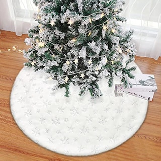 Foto 2 | Falda Con Forma De Árbol De Navidad Dremisland, Piel Sintética Blanca, 122 Cm - Venta Internacional.