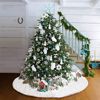 Foto 6 | Falda Con Forma De Árbol De Navidad Dremisland, Piel Sintética Blanca, 122 Cm - Venta Internacional.