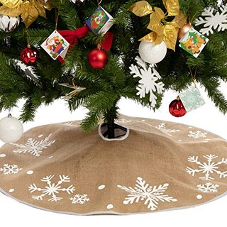 Foto 2 | Falda Para Árbol De Navidad Joiedomi, 36 Cm, Rústica, De Arpillera Con Copo De Nieve - Venta Internacional.