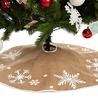 Foto 3 | Falda Para Árbol De Navidad Joiedomi, 36 Cm, Rústica, De Arpillera Con Copo De Nieve - Venta Internacional.