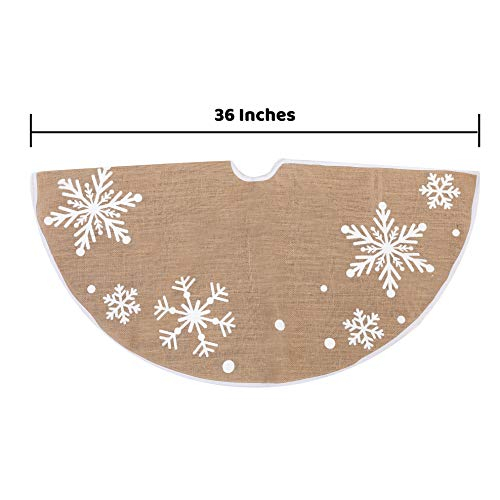 Foto 7 pulgar | Falda Para Árbol De Navidad Joiedomi, 36 Cm, Rústica, De Arpillera Con Copo De Nieve - Venta Internacional.