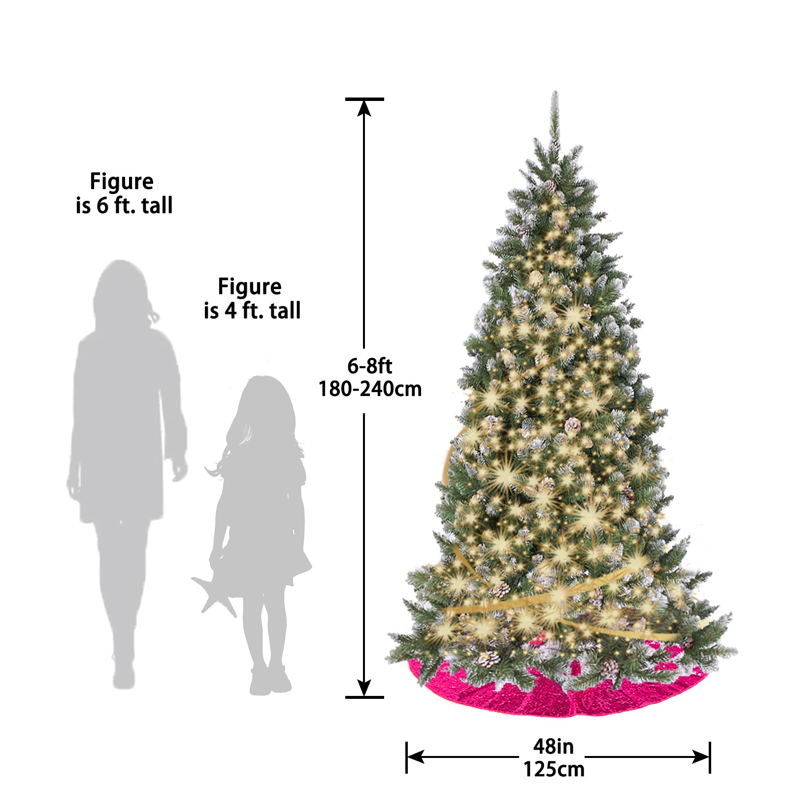 Foto 7 pulgar | Falda Para Árbol De Navidad, Lentejuelas Shinybeauty, 122 Cm, Rosa Intenso - Venta Internacional.