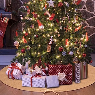 Foto 4 | Falda Para Árbol De Navidad Pangda, Lisa, De Arpillera, 120 Cm - Venta Internacional.