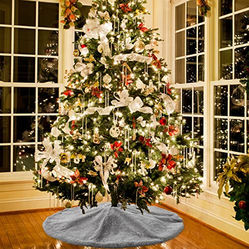 Foto 3 pulgar | Falda Para Árbol De Navidad Amidaky, Piel Sintética Gris Claro, 76 Cm - Venta Internacional.